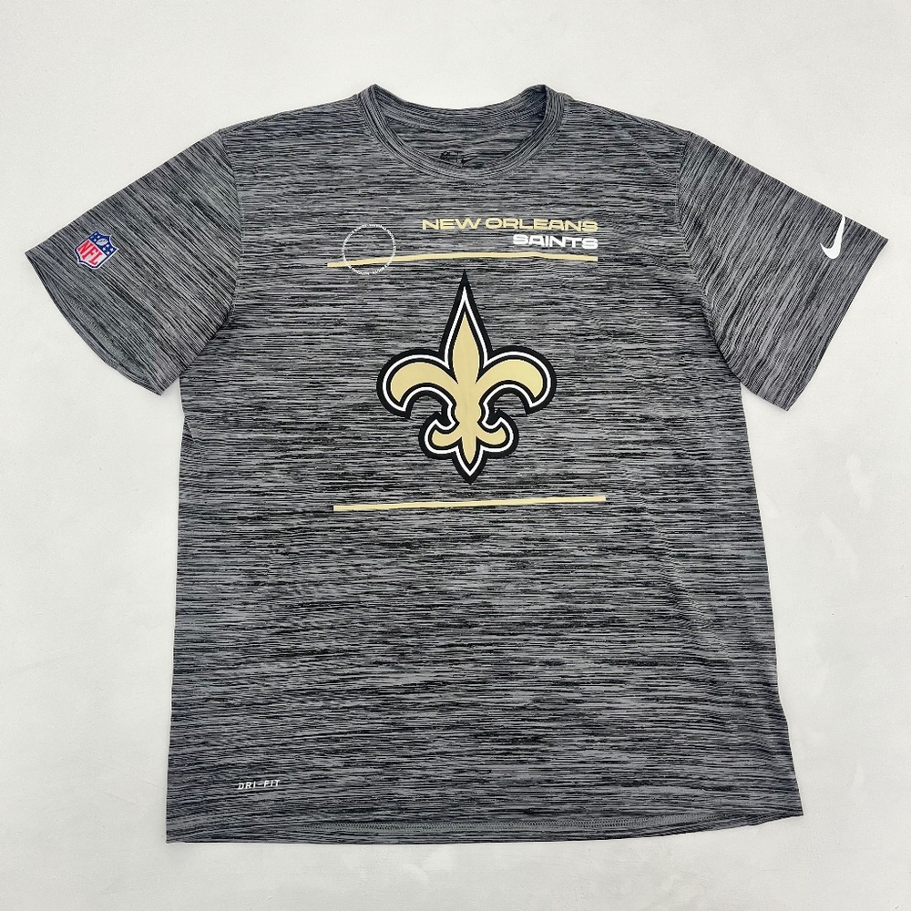 Nike New Orleans Saints Mens XL Shirt Gray Dri-Fit Short Sleeve Football NFL